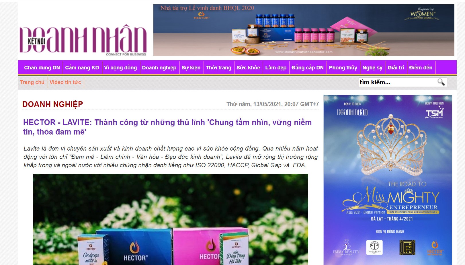 Lavite - Hector trên báo Kết Nối Doanh Nhân: Thành công từ những thủ lĩnh " Chung tầm nhìn, vững niềm tin, thoả đam mê"
