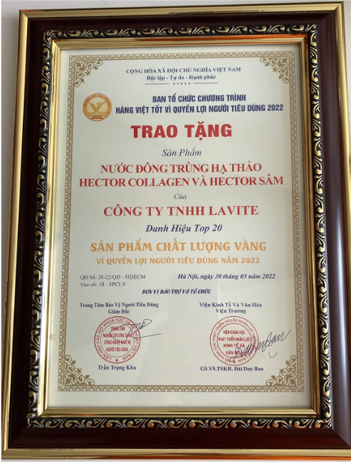 Giải thưởng chất lượng vàng vì quyền lợi người tiêu dùng