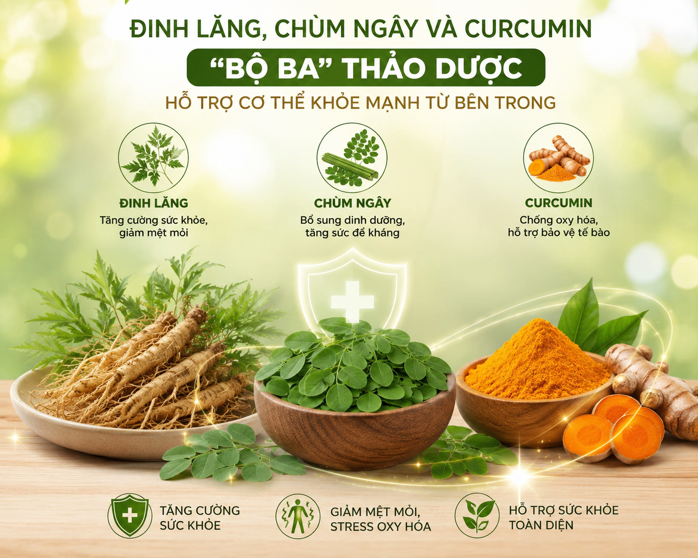 ĐINH LĂNG, CHÙM NGÂY VÀ CURCUMIN – “BỘ BA” THẢO DƯỢC HỖ TRỢ CƠ THỂ KHỎE MẠNH TỪ BÊN TRONG